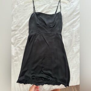 Aritzia Wilfred black spaghetti satin dress for the summer